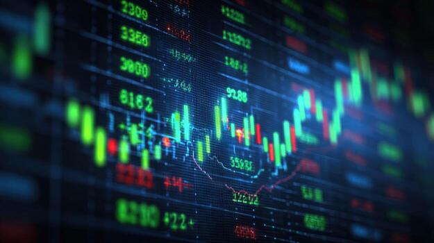 Abstract Financial Data Visualization Stock Market Chart Analysis on a Screen Display for Investment Decisions photo