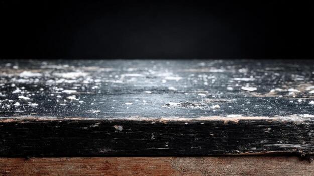 Distressed Wood Surface Against Dark Background, Ideal for Product Mockups and Rustic Themed Designs photo