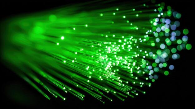 Illuminated Fiber Optics Capturing the Essence of High-Speed Data Transmission and Modern Communication Technology photo