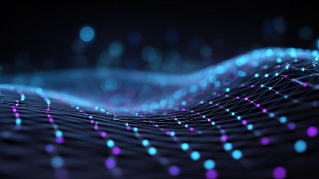 Abstract Digital Wave with Connected Dots Futuristic Technology Background for Data Visualization photo