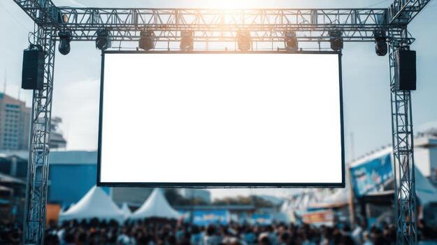 Outdoor Event Screen Display with Crowd Concert, Festival, Advertisement, and Entertainment Venue photo