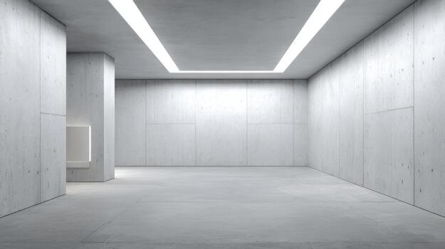 Minimalist Empty Concrete Room with Modern Lighting, Ideal for Product Showcase and Architectural Visualization photo
