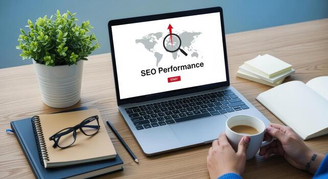 SEO Performance Displayed on Laptop Screen with Analytics Tools for Business Strategy and Improvement photo