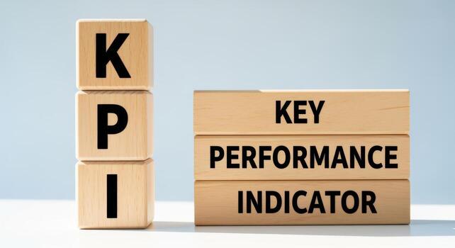 KPI Wooden Blocks Key Performance Indicator Concept for Business Success and Metrics Analysis photo