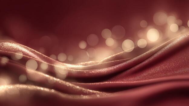 Elegant Maroon Fabric with Bokeh Lights, Luxurious Textile Background for Festive Celebrations and Creative Projects photo