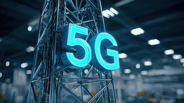 5G Network Tower Illustration Modern Wireless Communication Technology, High-Speed Connectivity and Digital Infrastructure photo