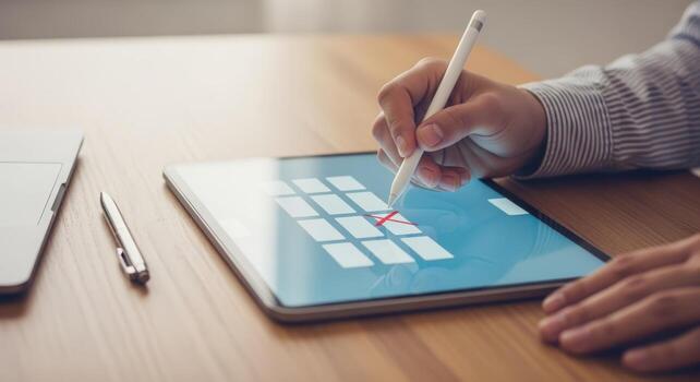 Digital Signature on Tablet Businessman Signing Contract Online with Stylus, Technology Concept for Business Applications photo