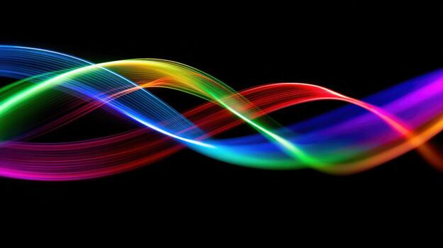 Abstract Multi-Colored Light Streaks on Black Background, Illustrating Energy, Motion, and Modern Technology Concepts photo