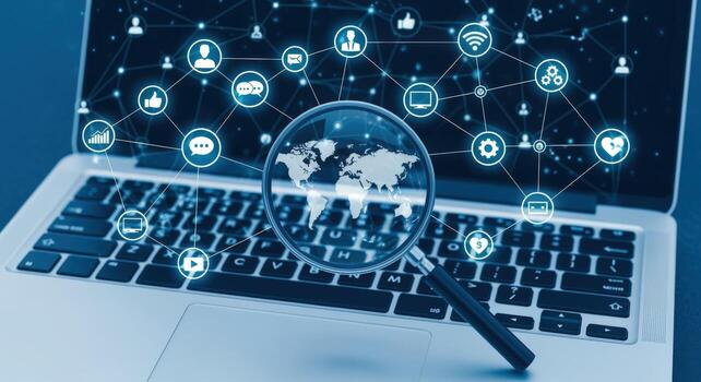 Global Network Analysis on Laptop Data Visualization, International Connections, Worldwide Communication, and Technological Research photo