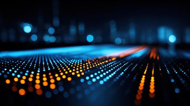 Abstract Technology Background with Glowing Dots, Futuristic Network Connection, and Data Stream Visualization photo