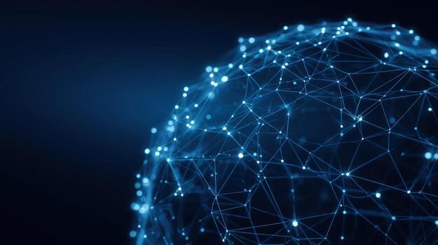 Abstract Globe Network Interconnected Nodes and Lines in a Plexus of Futuristic Communication Technology photo