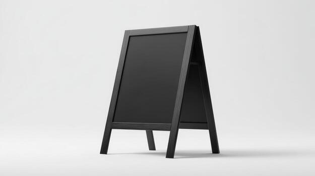 Sidewalk Signboard Mockup Black A-Frame Chalkboard Isolated on White Background for Menu or Advertising Display photo