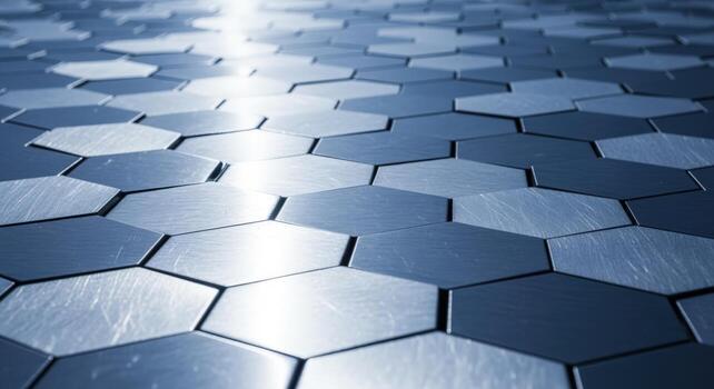 Hexagonal Abstract Metallic Pattern Background, Geometric Design with Steel Texture, Perfect for Technological or Industrial Themes photo