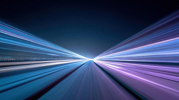 Futuristic Light Trails Streaking Across Dark Space, High Speed Motion Technology Concept Visual photo