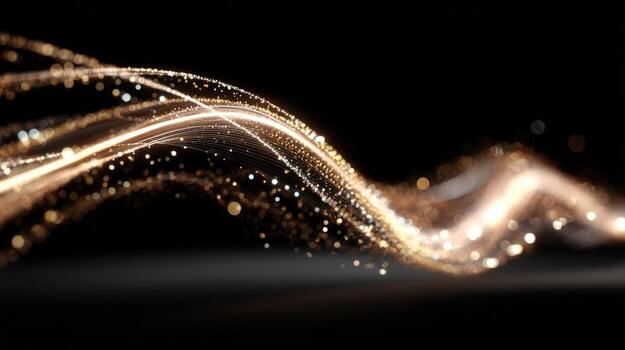 Elegant Golden Glittering Stream on Black Background - Luxurious Abstract Design Element photo