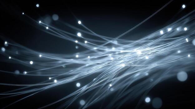 Abstract Flowing Light Trails Background Modern Technology and Connectivity Concept with Soft Bokeh Effect photo