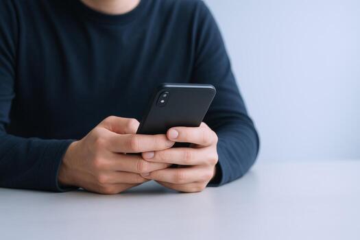 Person Holding and Using a Mobile Smart Phone for Communication and Connectivity in Modern Life photo