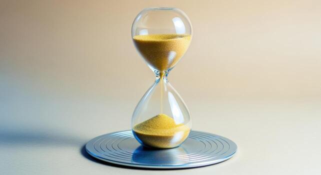 Hourglass with Flowing Sand Symbolizing Time Management, Deadlines, and the Passing of Time photo