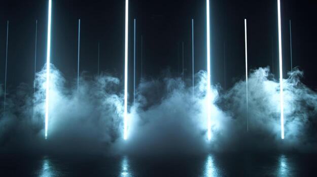 Futuristic Neon Lights with Smoke Ambiance Modern Abstract Glow for Backgrounds and Presentations photo