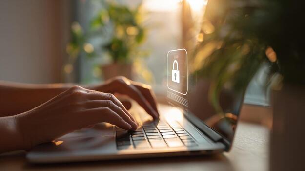 Data Protection on Laptop Secure Online Access with Encryption and Cybersecurity Measures Against Cybercrime photo