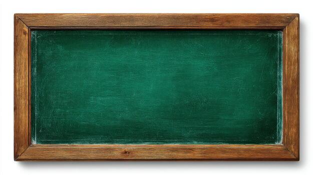 Empty Green Chalkboard with Wooden Frame, Isolated on White Background - Education and Learning Concept photo