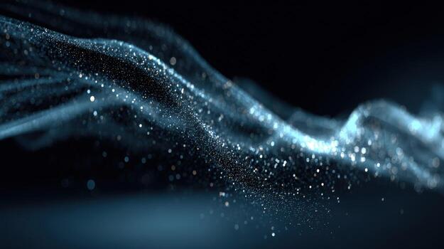 Abstract Sparkling Particle Wave Modern Flowing Design with Glittering Light, Dynamic Visuals and Elegant Dark Background photo