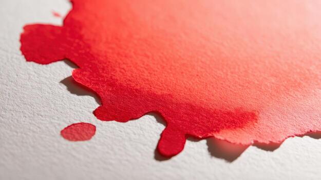 Close-Up of Red Watercolor Wash on Textured Paper, Illustrating Artistic Techniques and Creative Expression photo