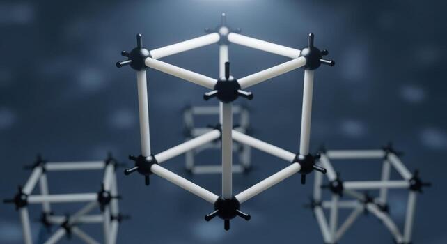 Abstract Molecular Structure Visualization Conceptual Design for Science, Technology, and Innovation in a Modern Style photo