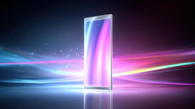 Sleek Smartphone Display with Abstract Light Streaks, Modern Technology and Innovation Concept for Advertising photo