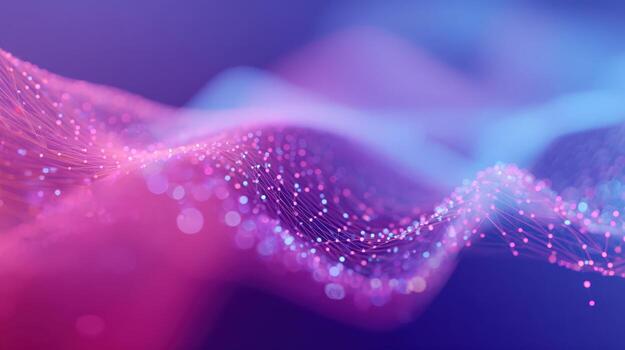 Abstract Wavy Background with Pink and Blue Gradient, Connected Dots and Lines for Technology and Science photo
