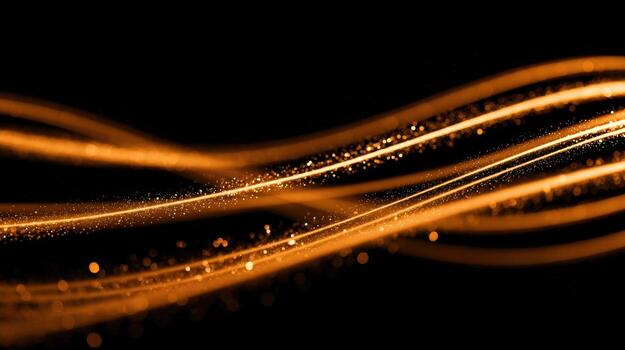 Golden Light Streaks on Dark Background Abstract Energy, Futuristic Technology, and Motion Graphics Design photo