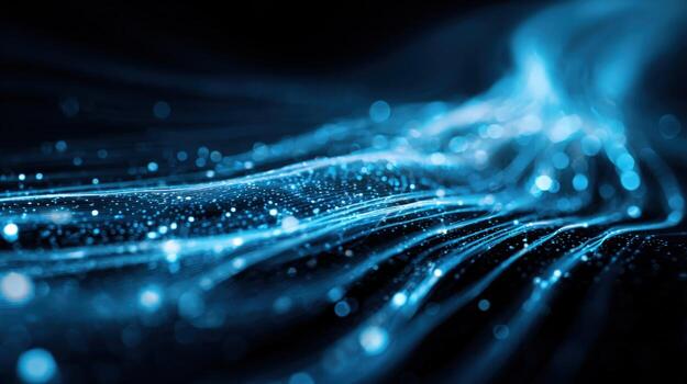 Abstract Blue Light Trails Illustration, Representing Data Flow, Communication Network, or Technological Innovation photo
