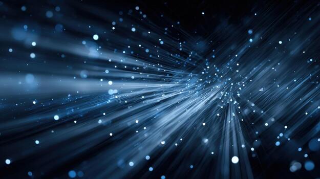 Abstract Blue Light Streaks Background with Bokeh Effect, Representing High-Speed Data Transfer and Futuristic Technologies photo