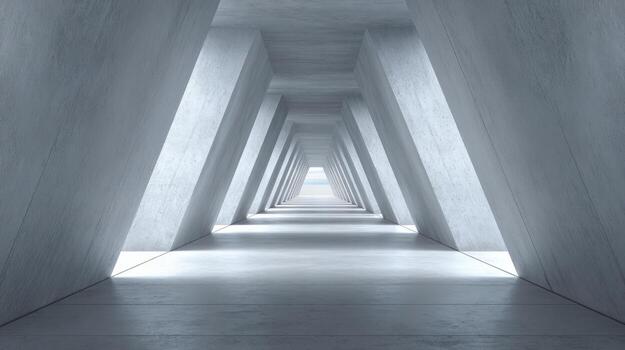 Abstract Concrete Tunnel Perspective Modern Architecture with Geometric Design and Minimalist Aesthetic, Leading Lines photo