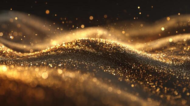 Golden Glittering Particle Wave Background with Bokeh Effect, Perfect for Festive and Luxury Designs photo