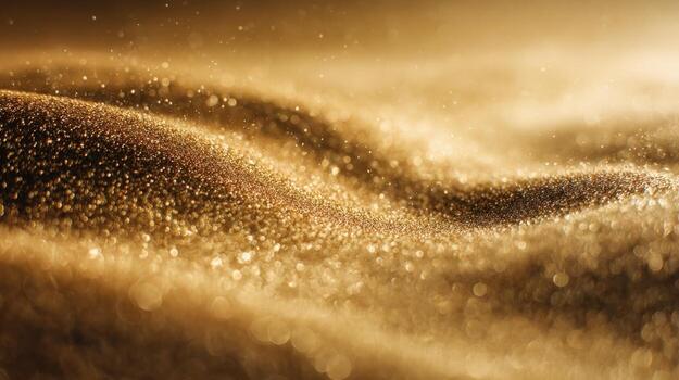 Golden Glittering Dust Waves Luxurious Abstract Background with Bokeh Effect for Festive Celebrations and Design photo