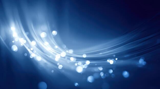 Abstract Blue Background with Luminous Swirls and Bokeh Effect, Suitable for Technology and Science Designs photo