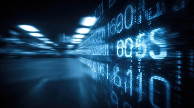 resumen digital datos corriente de números, azul tonificado antecedentes concepto para datos Ciencias foto