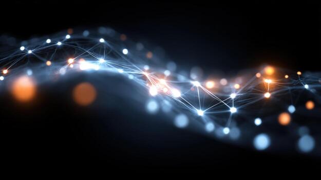 Abstract Network Connection Interconnected Dots and Lines Forming a Technological Mesh, Ideal for Modern Designs photo