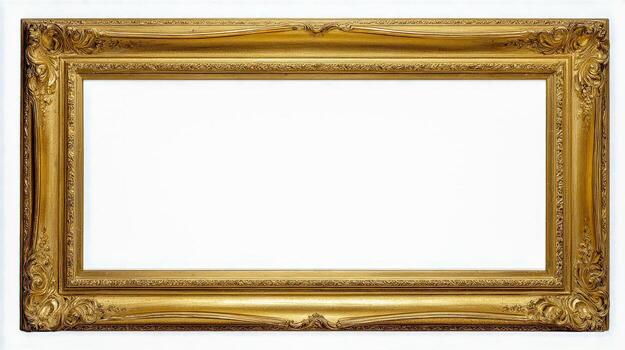 Ornate Golden Frame Mockup with Intricate Details and Landscape Orientation for Displaying Art photo