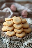dulce corazón conformado galletas Perfecto para ninguna amoroso ocasión foto