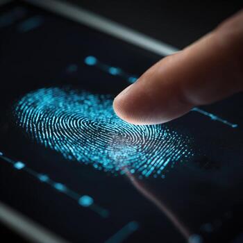 Fingerprint on tablet screen photo