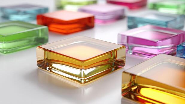 Colorful cubes on white background 3d render photo