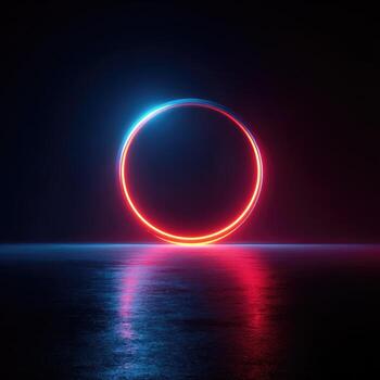 A red and blue circle on a dark background photo