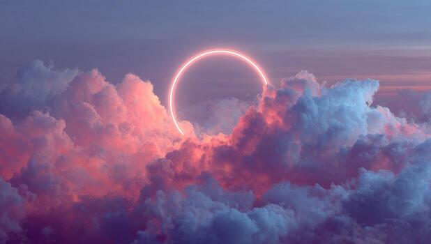 A ring is seen in the sky above clouds photo