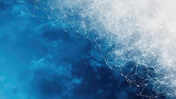 Clouds and lines in a blue sky photo