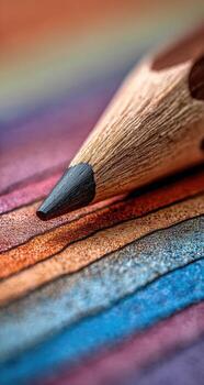 A close up of a pencil on a multi - colored background photo