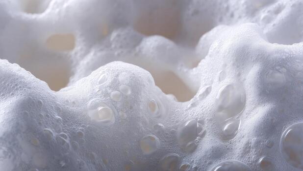 A close up of a white foam with bubbles photo