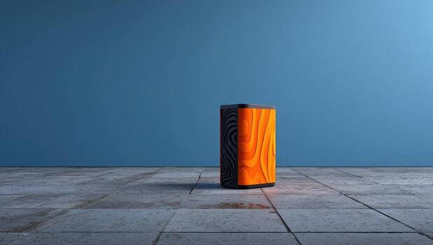 A speaker is sitting on a tile floor photo