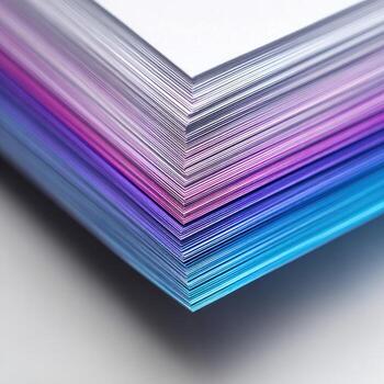 A stack of colored paper with a white background photo